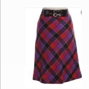 Milly plaid knee length skirt